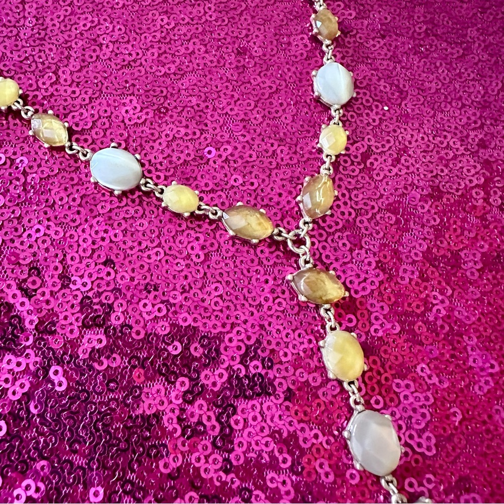 🌼LUCKY BRAND Yellow Rustic Gold Gemstone Drop Necklace - Picture 1 of 3